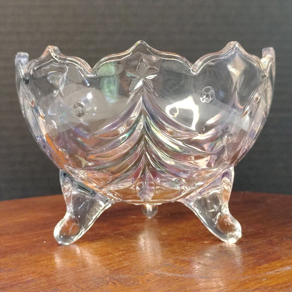 Mikasa Holiday Evergreen Emerald 3-Footed 6" Open Candy Dish Bowl